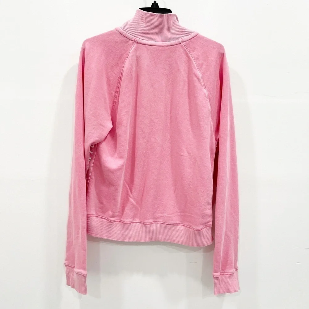 Pink VS Half-Zip Sweatshirt Long Sleeve Spell Out